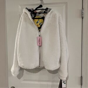 Faux Fur White Looney Toons Reversible Jacket - Soft as a Marshmallow!